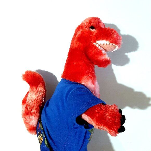 BUILD A BEAR 17" Plush Red Tie Dye DINOSAUR Stuffed Animal TMNT shirt and shorts - Picture 4 of 6